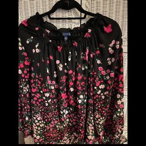 Talbots Black floral blouse